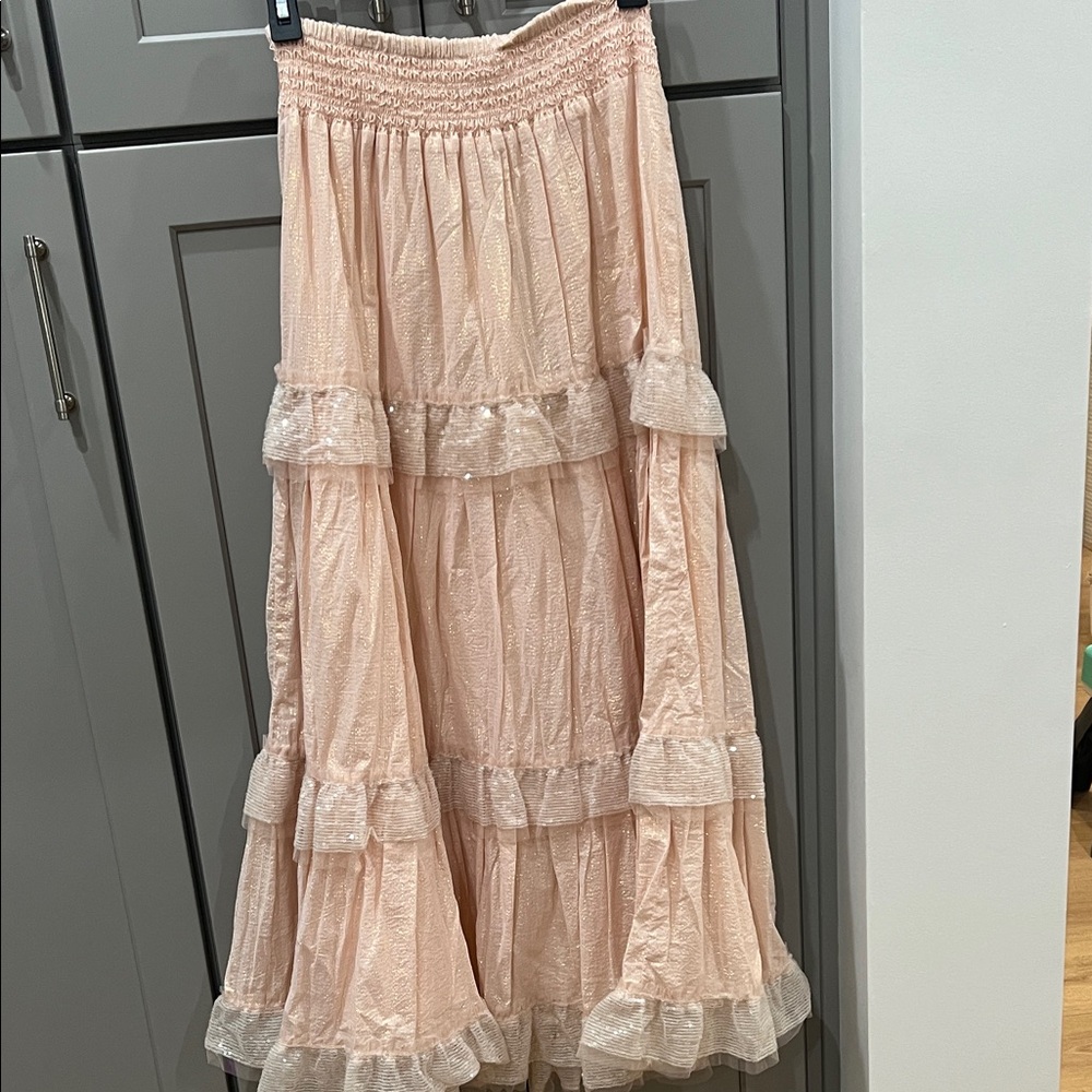 LoveShackFancy Blush Tiered Maxi Skirt - Picture 3 of 5